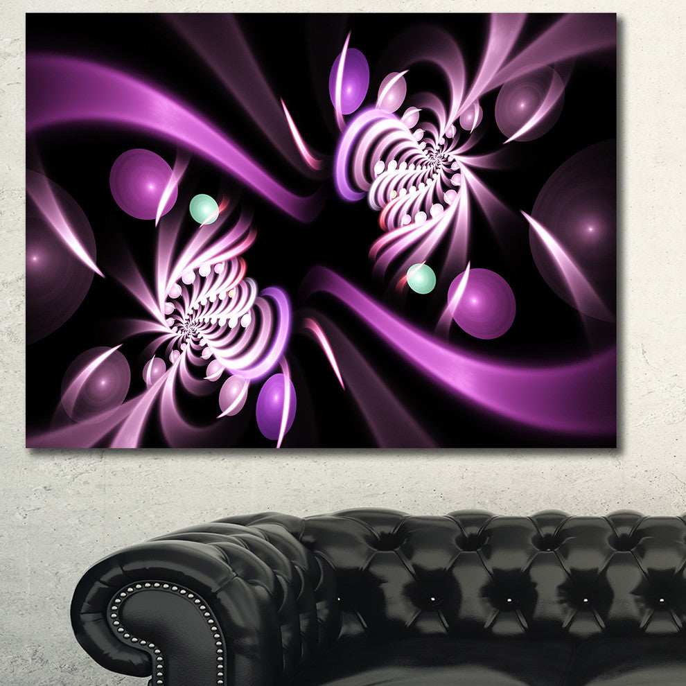 Purple on Black 3D Surreal Art, Floral Canvas Art Print, 40"x30"