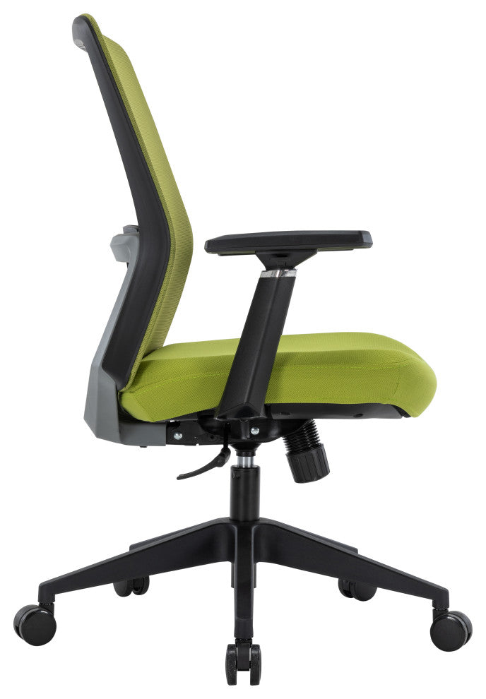 LeisureMod Ingram Modern Mesh Office Task Chair With Adjustable Armrests, Green/Green