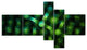 Crystal Cell Green Steel Texture, Abstract Canvas Art Print, 60"x32", 5 panels