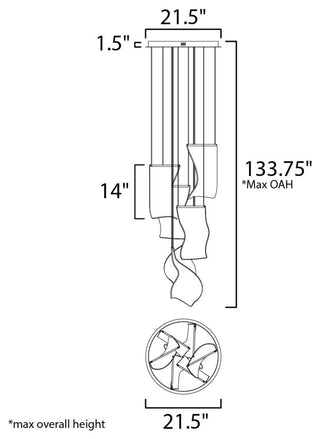 ET2 E24875-133 Rinkle 22"W LED Multi Light Abstract Pendant - Brushed Gunmetal