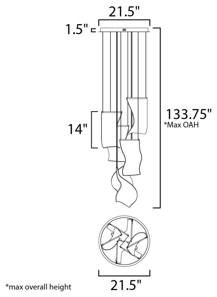 ET2 E24875-133 Rinkle 22"W LED Multi Light Abstract Pendant - Brushed Gunmetal