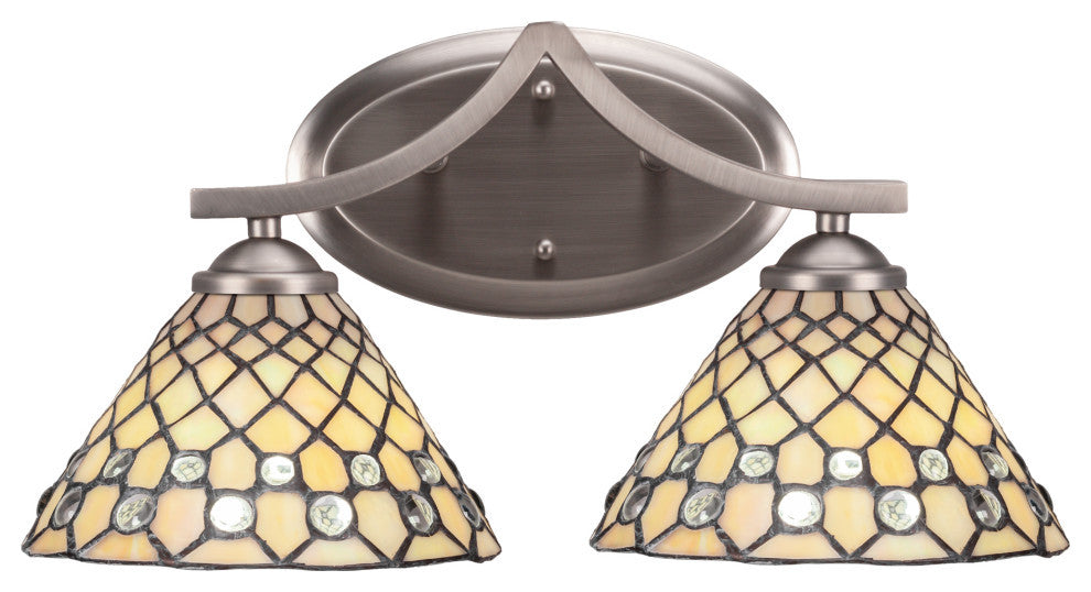 Zilo 2 Light Bath Bar Shown, Graphite Finish With 7" Starlight Art Glass