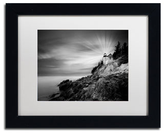 "Bass Harbor Lighthouse" Matted Framed Canvas Art by Moises Levy