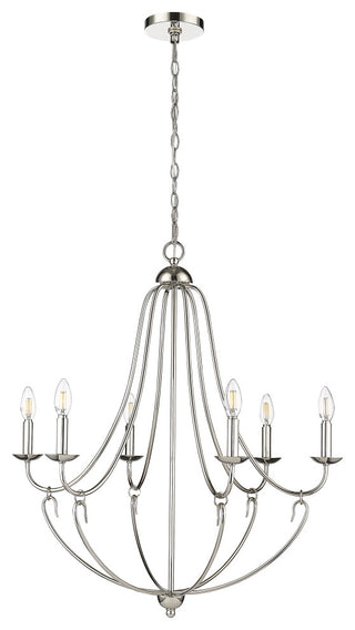 6 Light 28.5 in. Polished Nickel Chandelier