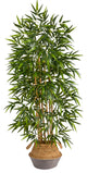 64" Bamboo Faux Tree Natural Bamboo Trunks Handmade Cotton & Jute Woven Planter
