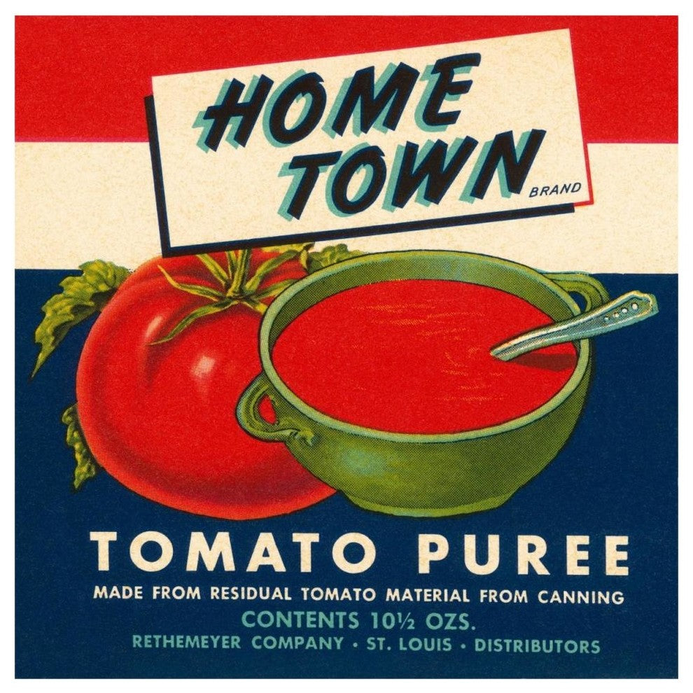"Home Town Brand Tomato Puree" Digital Paper Print by Retrolabel, 46"x46"