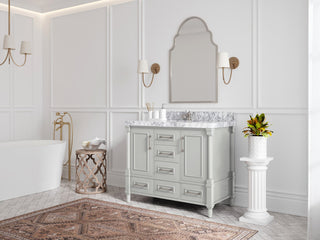 Aberdeen 42 Single Sink Bath Vanity in Coventry Gray 2" White Quartz