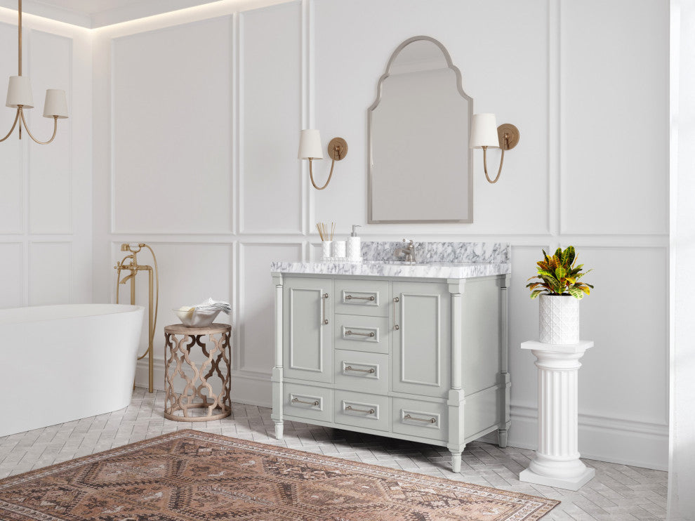 Aberdeen 42 Single Sink Bath Vanity in Coventry Gray 2" White Quartz