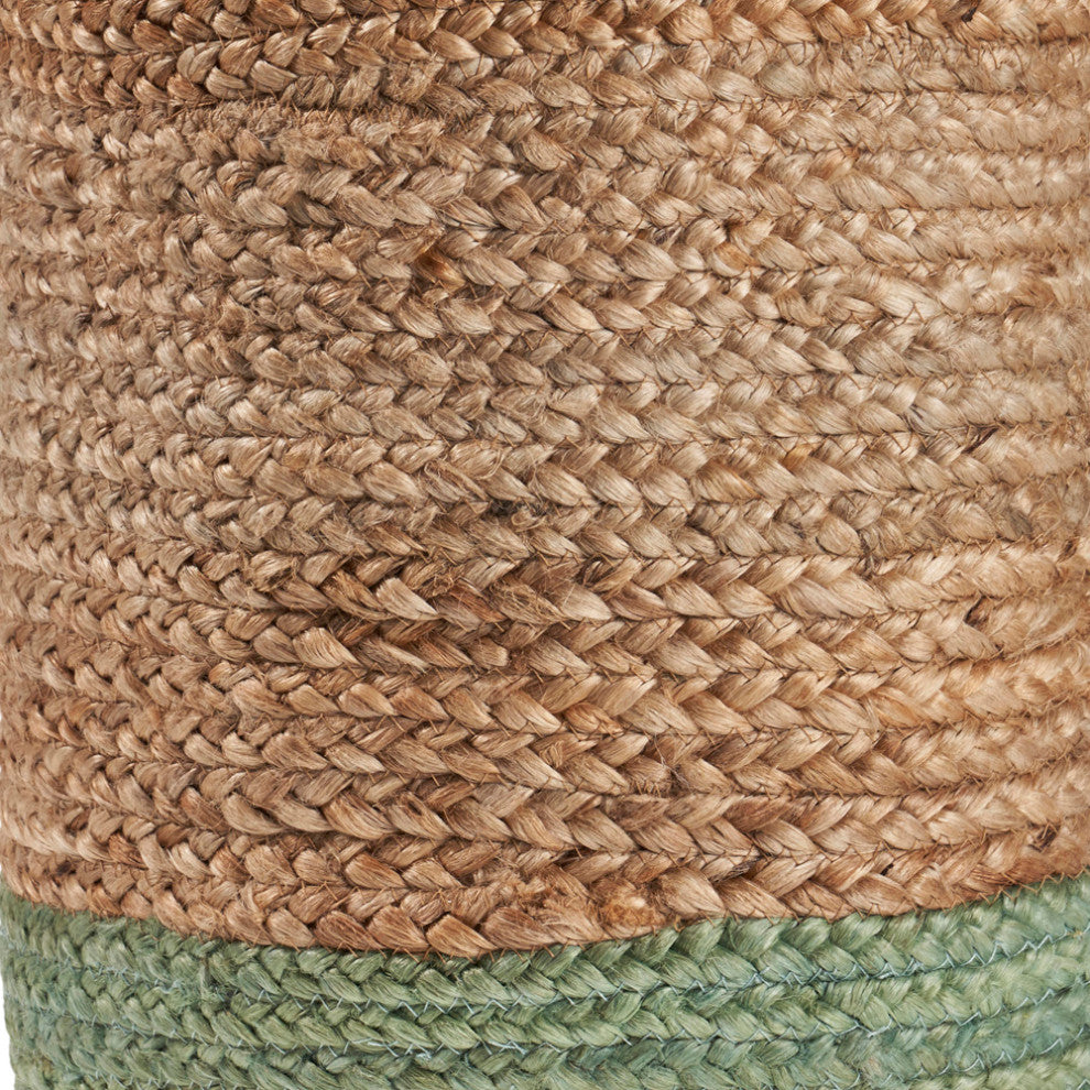 Seafoam Color Block Jute Basket, 15" Height