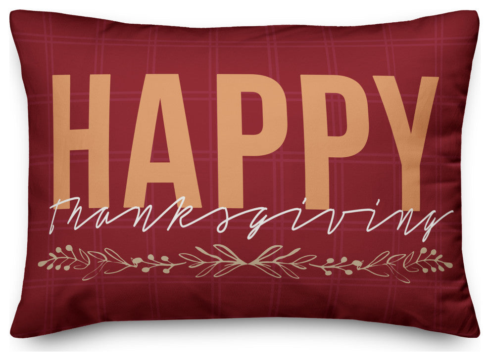 Happy Thanksgiving Red 4 14"x20" Spun Poly Pillow