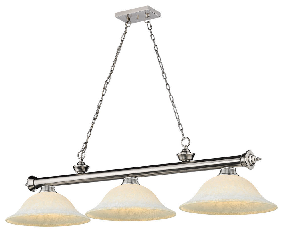 Zlite 2306-3BN-WM16 3-Light Billiard, White Mottle