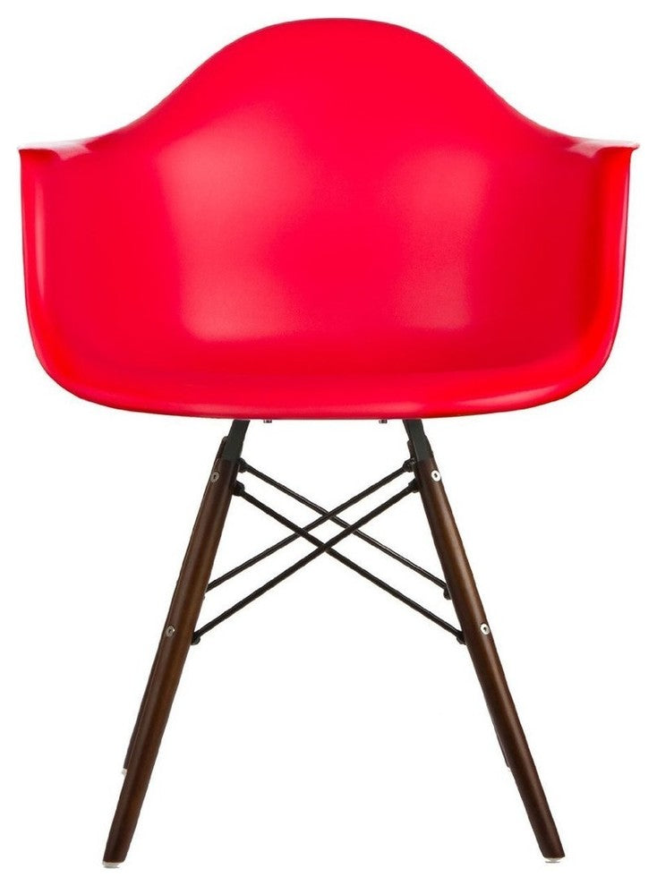 Red, Walnut Wood Legs Eiffel Dining Room Chair, Set of 2