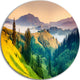Brightly Green And Blue Mountains, Landscape Round Wall Art, 23"
