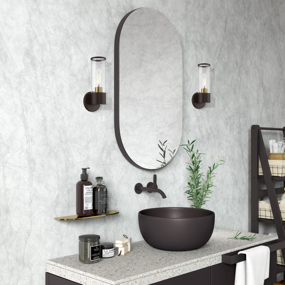 Banca 1 Light Bronze With Antique Brass Accent ADA Single Sconce