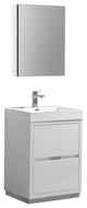 Fresca Valencia 24" Glossy White Free StandingVanity w/ Medicine Cabinet