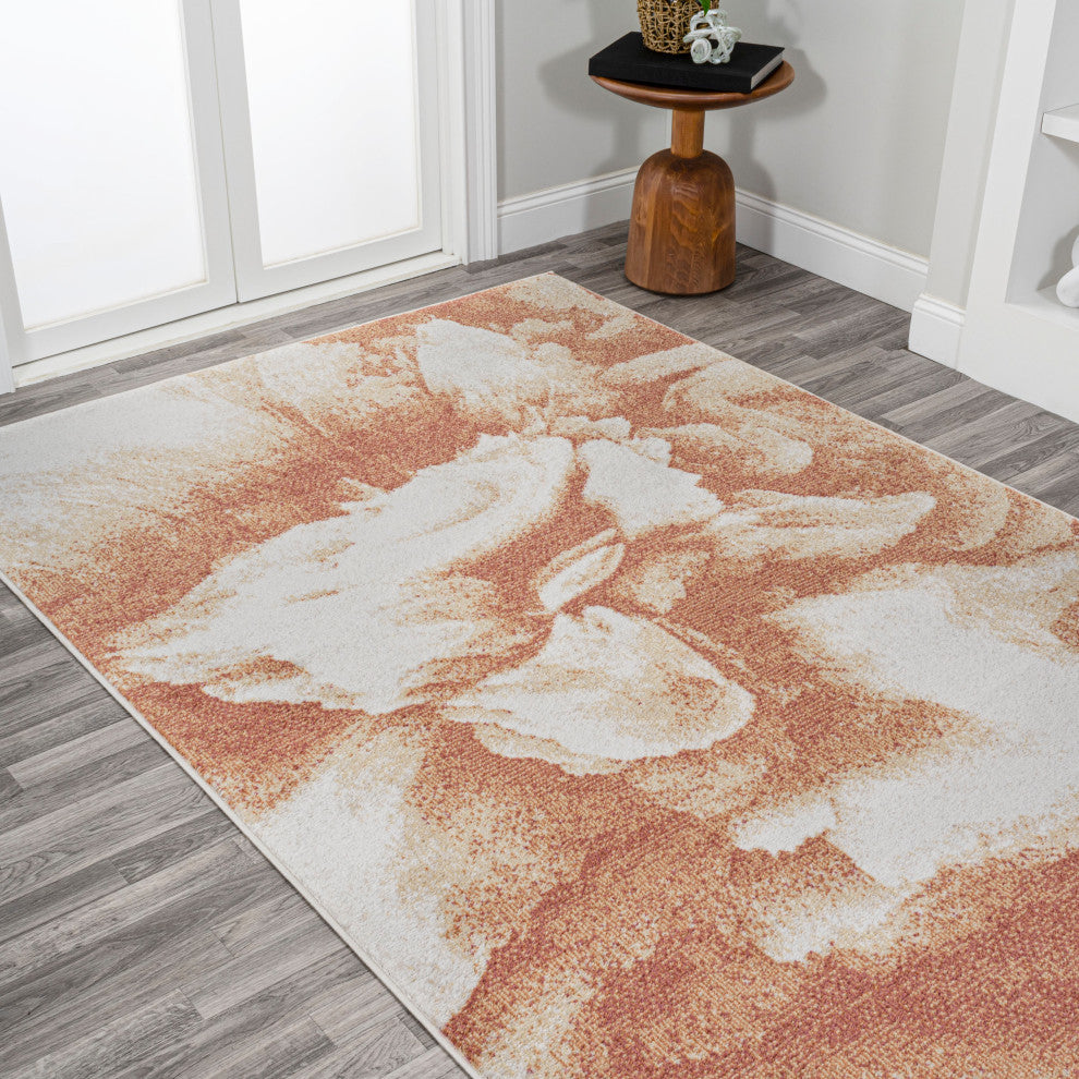 Petalo Abstract Two-Tone Modern Orange/Cream 4 ft. x 6 ft. Area Rug