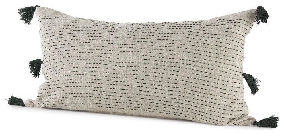 Beige and Black Dotted Lumbar Pillow Cover
