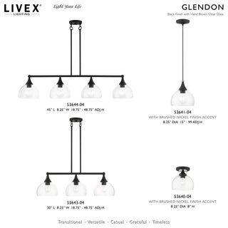 3 Light Black Linear Chandelier
