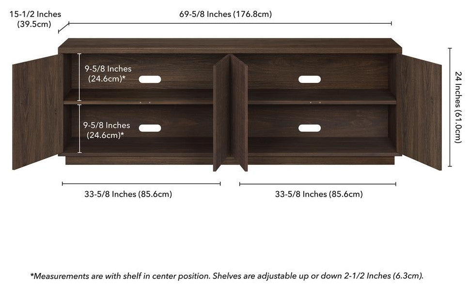 Hanson Rectangular TV Stand for TV's up to 75 in Alder Brown
