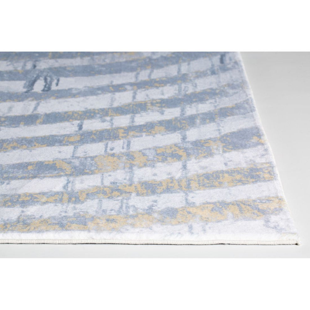 KAS Roxy 2809 Gray/Gold Palette Area Rug, 2'x7' Runner