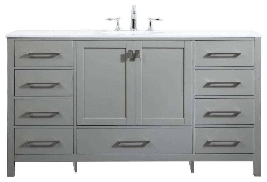 Isabel Single Bathroom Vanity, Gray, 60", Without Backsplash