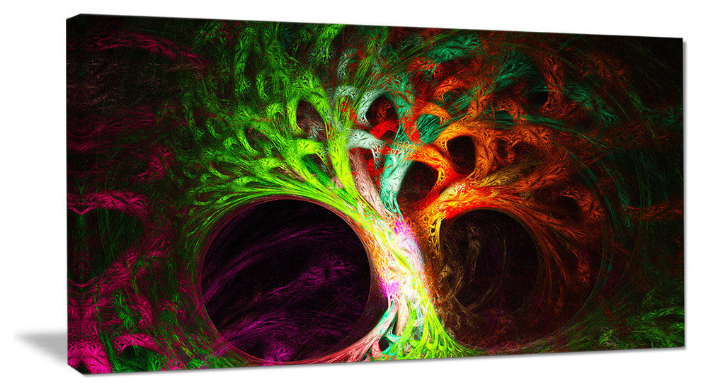 Magical Green Psychedelic Tree, Oversized Abstract Canvas Art Print, 60x28