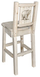 Homestead Bar Stool With Back, Laser Engraved Bear Design, Ready to Finish
