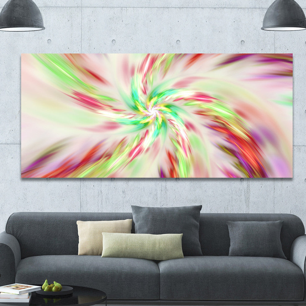 Exotic Multi Color Spiral Flower, Oversized Abstract Canvas Art Print, 60x28