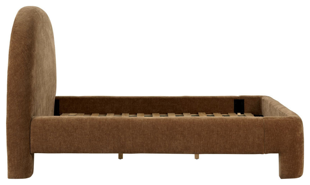 Nina Upholstered Platform Bed, Brown, Queen