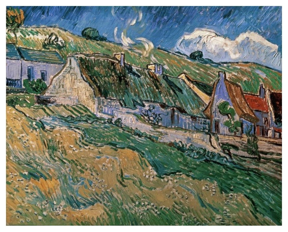 "Thatched Cottages" Digital Paper Print by Vincent Van Gogh, 24"x20"