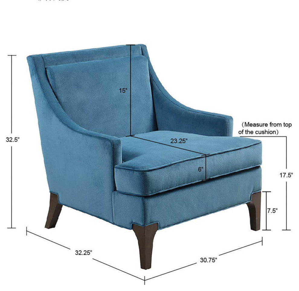 Martha Stewart Anna Upholstered Armchair With Lumbar Pillow, Blue