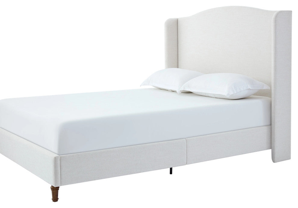 GDF Studio Upholstered Wingback Platform Bed, Ivory, King
