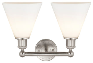 Berkshire 2-Light 17" Bath Vanity Light, Satin Nickel Finish, Matte White Shade