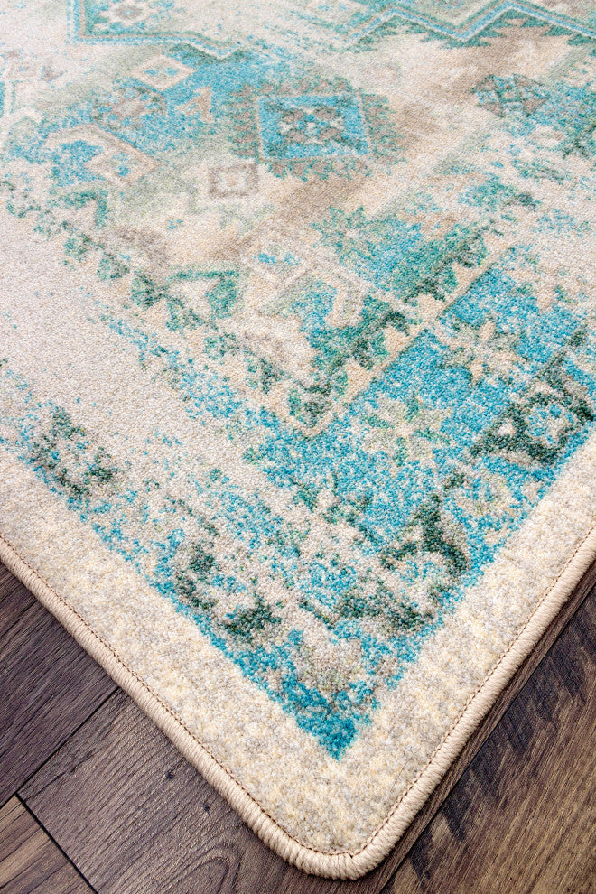 Torn Seaside, Turquoise, 8'x11'