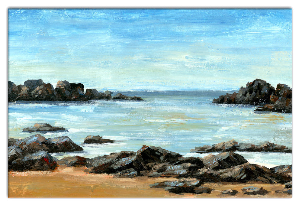Rocky Beach Landscape 12x18 Canvas Wall Art