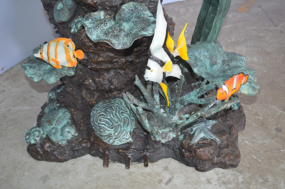 Mermaid Diving for a Pearl Fountain Bronze Statue -  Size: 34"L x 27"W x 93"H.