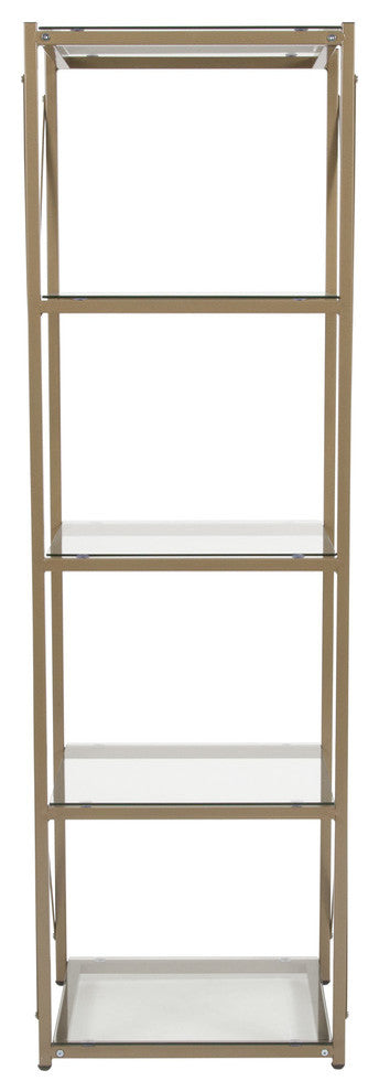 Mar Vista Collection Glass Storage Shelf with Matte Gold Frame