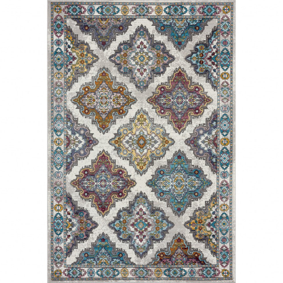 5" x 8" Blue Traditional Floral Motifs Area Rug