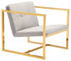 Gold Cubed Gray Microfiber Armchair