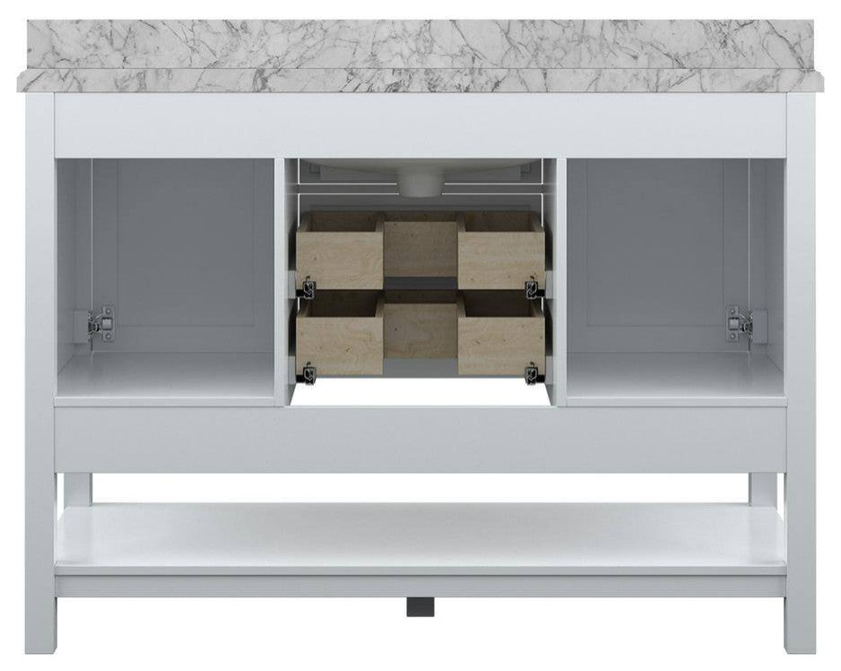 Affinity Bathroom Vanity With Carrara Marble Countertop, White, 49 in