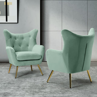 Upholstered Accent Chair With Tufted Back, Set of 2, Sage