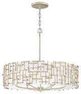 Farrah Medium Drum Pendant, Silver Leaf