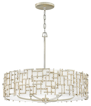 Farrah Medium Drum Pendant, Silver Leaf