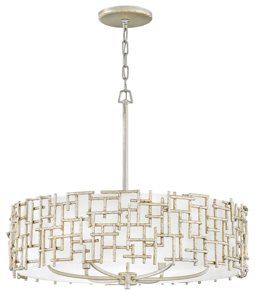 Farrah Medium Drum Pendant, Silver Leaf