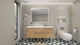Belli 60" Right Single Sink Wall Mount Vanity, New England Oak, Glossy White Top