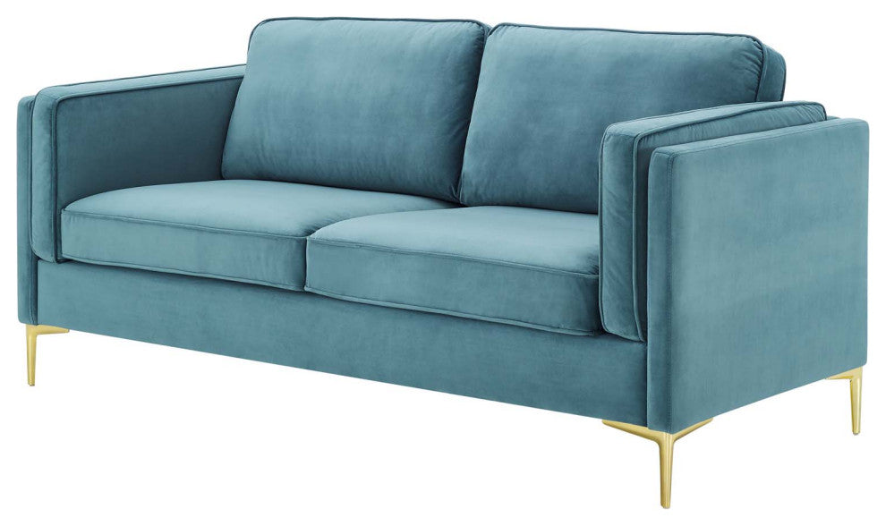 Sofa, Velvet, Blue, Modern, Living Lounge Room Hotel Lobby Hospitality