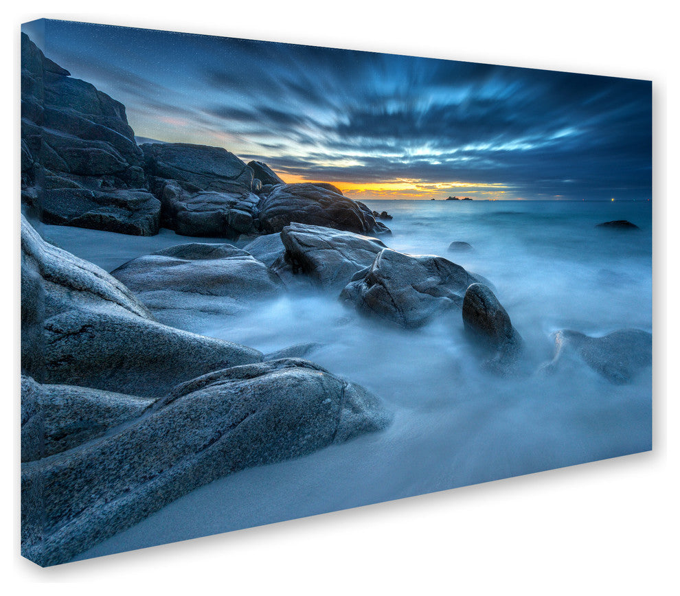 ''Blue Hour for a Blue Ocean'' Canvas Art by Mathieu Rivrin
