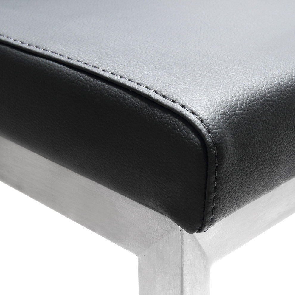 Parma Stainless Steel Counter Stool, Set of 2, Black/Silver