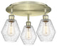 Cindyrella-3 Light 18" Flush Mount-Antique Brass, Seedy Glass Shade