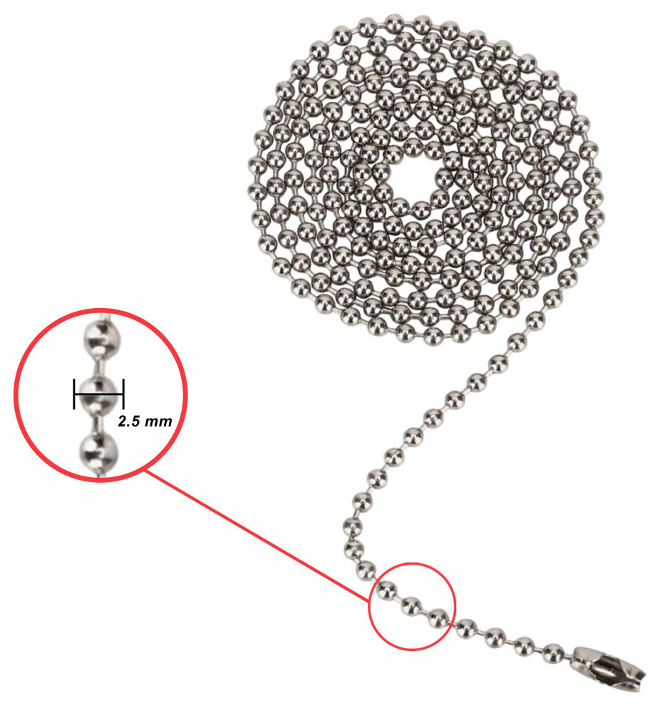 Aspen Creative 21304-6, 3' Beaded Pull Chain w/Connector, Brushed Pewter, 6 Pack
